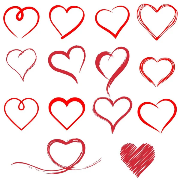 Σετ Κούπα Μελάνι Βουρτσίστε Καρδιά Καρδιές Σύμβολα Εικόνα Καρδιάς Εραστές — Διανυσματικό Αρχείο