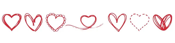 Горизонтальный Набор Сердец Символ Сердца Чернильные Сердечки Икона Сердца Форма — стоковый вектор