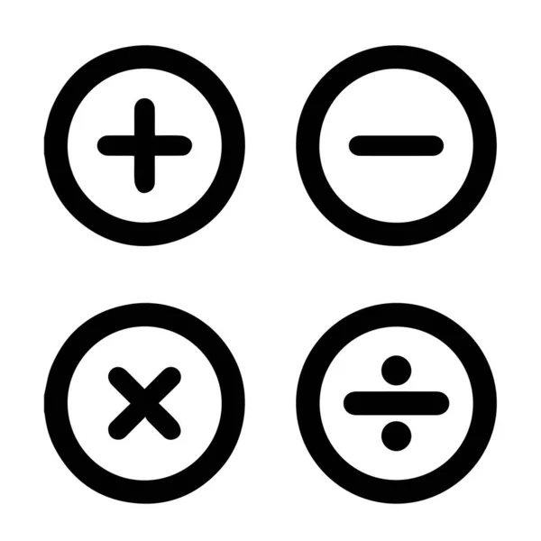 Símbolo Matemático Básico Mais Menos Conjunto Ícones Símbolo Matemático Símbolo —  Vetores de Stock