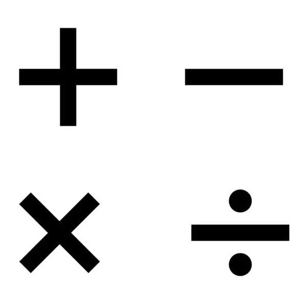 Símbolo Matemático Básico Más Menos Conjunto Iconos Símbolo Matemático Igual — Archivo Imágenes Vectoriales