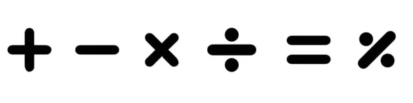 基本的数学符号正负图标集 数学符号 等于符号 添加标志 多重图标 计算器按钮 和企业财务概念 孤立的 — 图库矢量图片