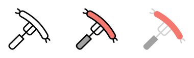 Food fork sausage vector icon in different styles. Line, color, filled outline.