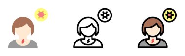 Cough, girl, coronavirus vector icon in different styles. Line, color filled outline