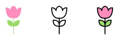 Flower plant outline color vector icon in different styles. Line, color, filled outline.