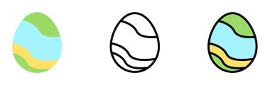 Egg Easter outline color vector icon in different styles. Line, color, filled outline.