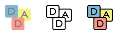 ABC Block, DAD vector icon in different styles. Line, color, filled outline.