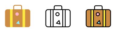 Luggage, bag vector icon in different styles. Line, color, filled outline.