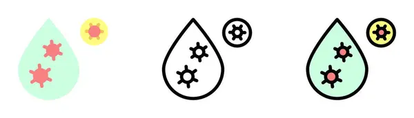 Water drop, coronavirus vector icon in different styles. Line, color, filled outline.