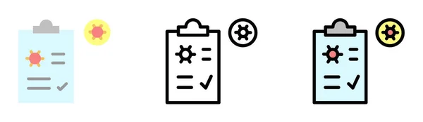 Medical report, coronavirus vector icon in different styles. Line, color, filled outline.
