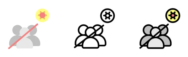 No crowd, coronavirus vector icon in different styles. Line, color, filled outline.