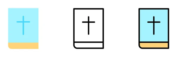 Book bible outline color vector icon in different styles. Line, color, filled outline.