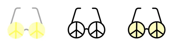 Glasses, peace vector icon in different styles. Line, color, filled outline.