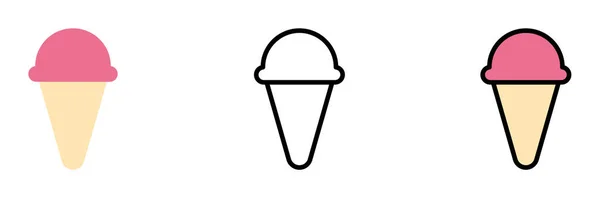 Ice cream, eat vector icon in different styles. Line, color, filled outline.