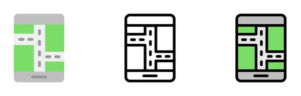 Gps, smartphone vector icon in different styles. Line, color, filled outline.