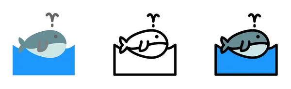 Whale, ocean vector icon in different styles. Line, color, filled outline.