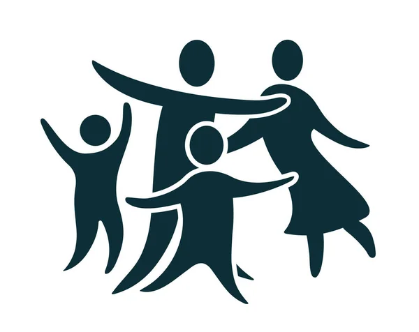 Düz Dizayndaki Vektör Simgesi Birleşik Neşeli Bir Aile Dansını Temsil — Stok Vektör