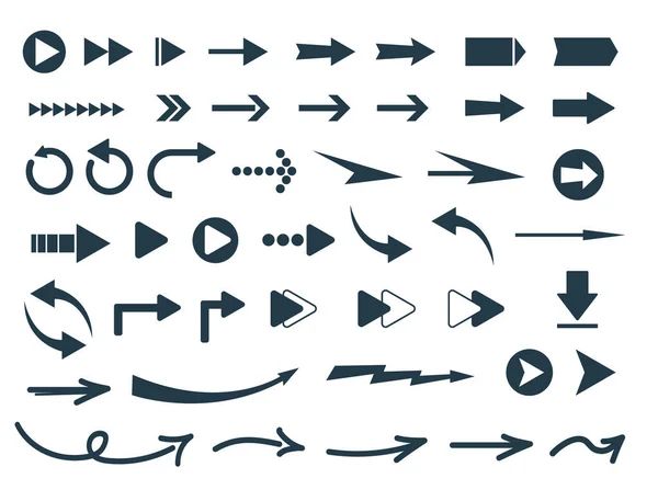 Beyaz arkaplanda siyah ok simgeleri ya da piktogramlar. Vektör illüstrasyonu