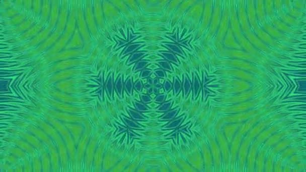Green Wavy Turbulence Kaleidoscopic Pattern Resolution Backdrop — Stock Video