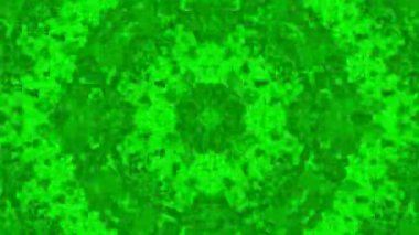 Yeşil hızlı hareket aynası kaleydoskop deseni. 4k çözünürlük 2B arkaplan