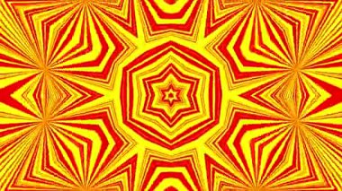 Red yellow kaleidoscope motion animation effect. 4k footage PC 2D rendering