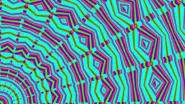 Radial at bottom left symmetry kaleidoscopic effect. 4k footage PC 2D rendering