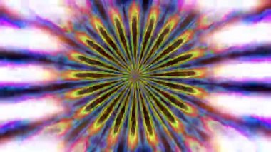 Colorful glow kaleidoscope at center animation. 4k resolution 2D backdrop