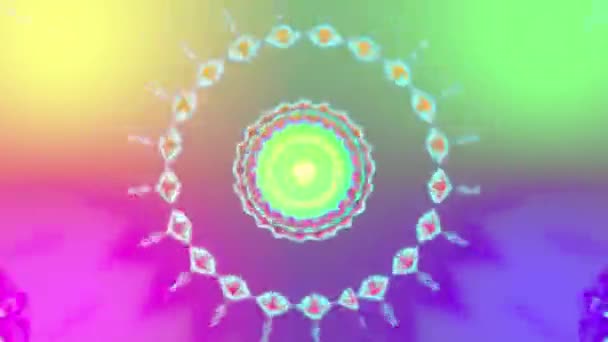 Fast Motion Colorful Glow Mandala Kaleidoscope Animation Background Resolution Backdrop — Stockvideo