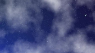 White cloud over dark blue sky animation effect. 4k resolution 2D backdrop