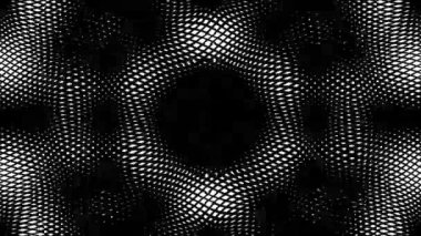 Black and white monochrome etching kaleidoscopic animation background. 4k resolution 2D backdrop