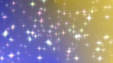 Colorful blinking star over gradient blue and yellow background. 4k resolution 2D backdrop