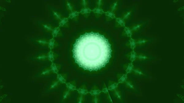 Grüner Kreisförmiger Kaleidoskopischer Hintergrund Computerrendering Design — Stockfoto