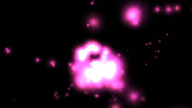 Karanlıkta fraktal pembe parıltılı ses deseni. 2B bilgisayar hazırlama tasarımı