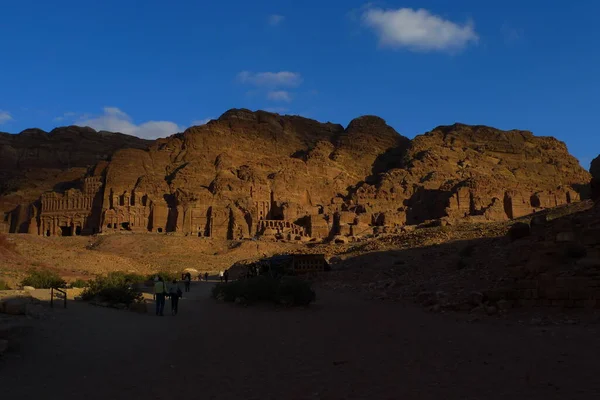 Ürdün Gün Batımı Manzaralı Antik Petra Kentinin Kalıntıları — Stok fotoğraf