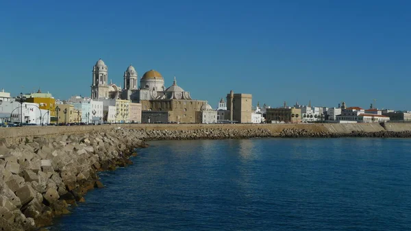 Cadiz İspanya 'da Santa Cruz Sahili ve Katedrali