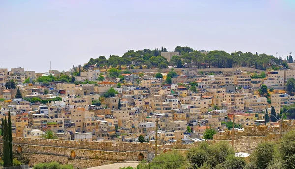 Погляд Єрусалим Житлові Будинки Старих Будівель Біля Західної Стіни — стокове фото