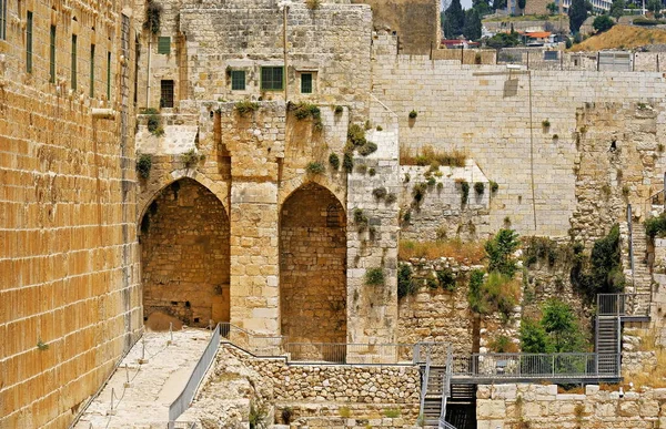 Θραύσματα Ιστορικών Κτιρίων Στο Παλιό Τμήμα Της Ιερουσαλήμ Παλιά Πόλη — Φωτογραφία Αρχείου