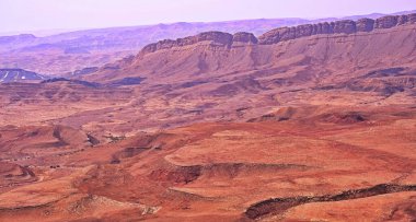 Makhtesh Ramon is a geological feature of the Israeli Negev Desert. Situated approximately 85 km south of the city of Beersheba, this landform represents the world's largest erosion circus.  clipart