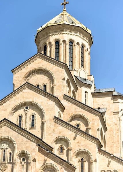 stock image Church. Georgia in the city of Tbilisi. St. Trinity or Sameba orthodox cathedral.