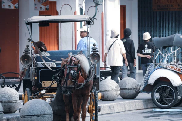 Yogyakarta Indonesien Den Oktober 2022 Andong Eller Hästdragen Vagn Med — Stockfoto