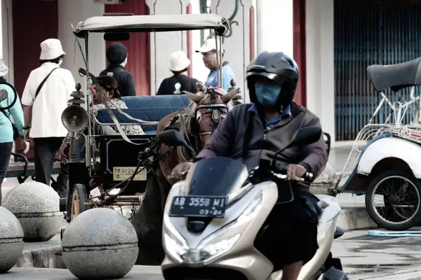 Yogyakarta Indonesia Octubre 2022 Andong Carro Tirado Por Caballos Con —  Fotos de Stock