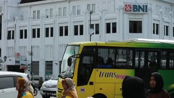 Джок Якарта Індонезія Жовтні 2022 Року Транспорт Перед Банком Бні — стокове відео