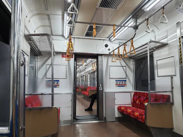 Джакарта Индонезия Октябрь 2022 Года Положение Пустого Пригородного Поезда Пассажиров — стоковое фото