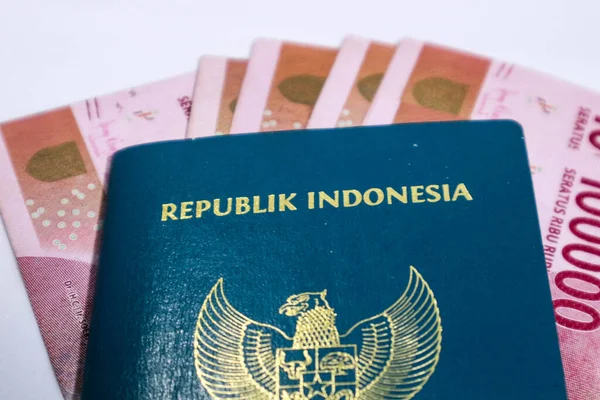 Indonesian Green Passport Collection Hundred Thousand Rupiah Background Passport Identity — Stock Photo, Image