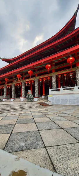 Фотографія Даху Храму Сема Конга Семарангу Китайський Стиль Переважає Червоний — стокове фото
