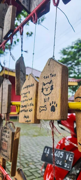 Oraciones Escritas Madera Colgadas Área Del Templo Sam Poo Kong —  Fotos de Stock