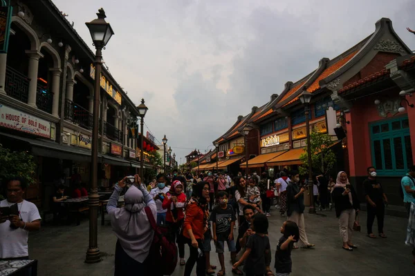 Tangerang West Java Indonésia 2022 Visitantes Pik Chinatown Pantjoran Area — Fotografia de Stock