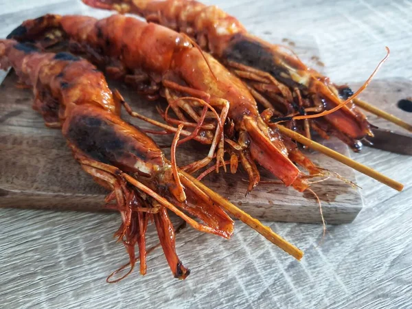 Honig Gewürzte Gegrillte Garnelen Ein Typisch Indonesisches Gericht Mit Meeresfrüchten — Stockfoto