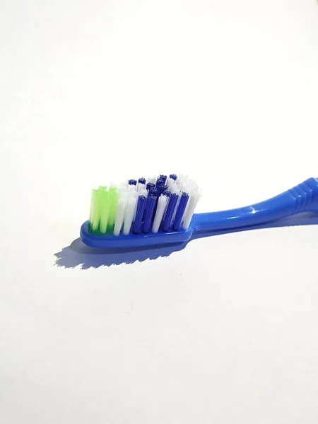 Isolated White Photo Plastic Toothbrush Has Been Used Several Times — Stock Photo, Image