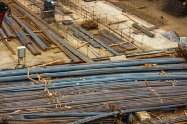 Stockyard Steel Reinforcement Bridge Construction Iron Bent Cut According Plan — Stock Photo, Image