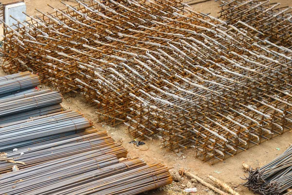 Lagerbewehrung Für Den Brückenbau Das Eisen Wird Nach Einem Plan — Stockfoto